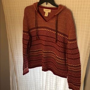 Patterned, hooded sweater